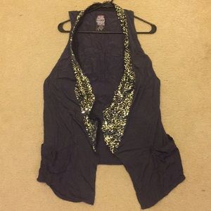 Free People- Deep Purple Sequin Vest w/ pockets